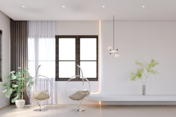 3d渲染，3d插图，室内场景和模型，躺椅圆形靠背，陶瓷材料，放在白墙上。图片下载