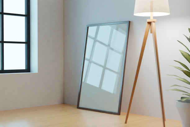 客厅内部的垂直框架模型。3d渲染，3d插画图片下载