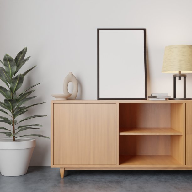 客厅内部的垂直框架模型。3d渲染，3d插画图片下载