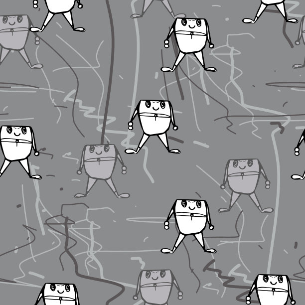 有趣的宝宝涂鸦图案，在灰色背景上为您无缝设计图片下载