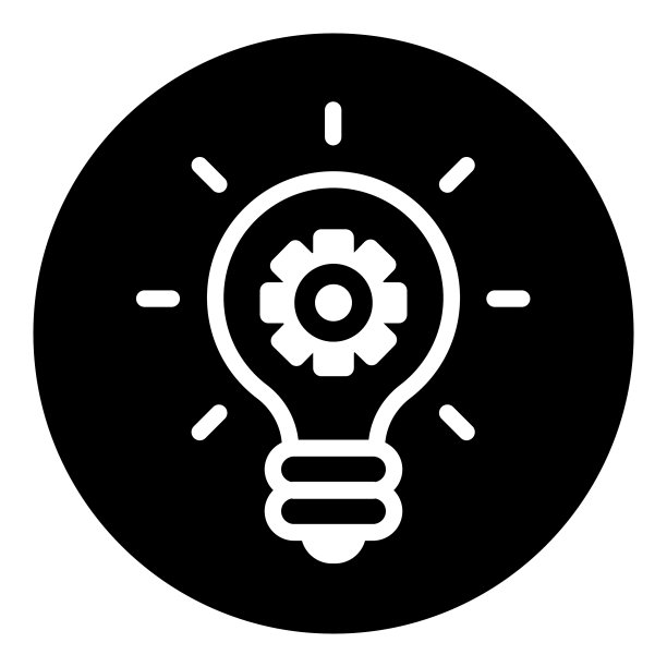 齿轮想法灯泡平图标孤立在白色图片下载