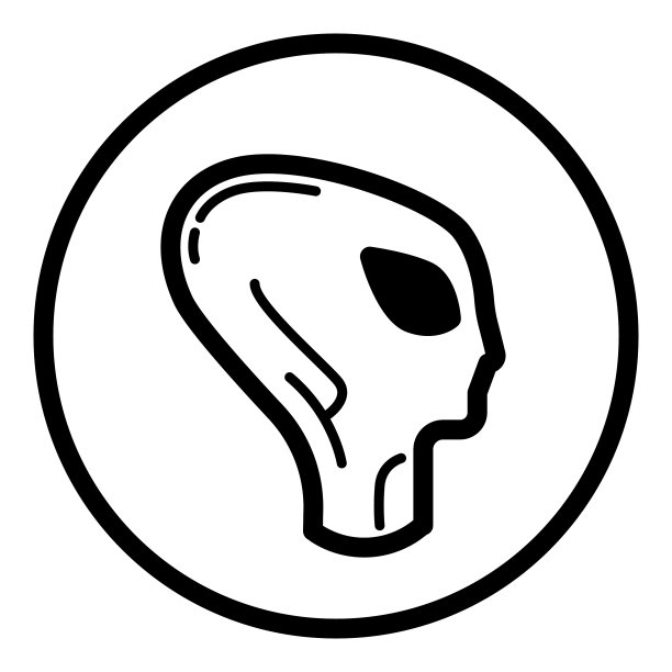 小说中外星人头部扁平图标孤立在白色上图片下载