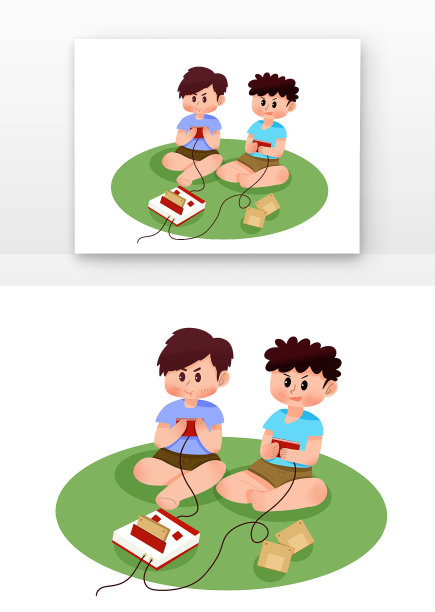 儿童节男孩玩游戏机图片下载