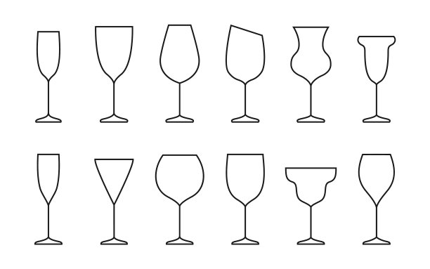 酒杯轮廓线条logo图标集图片下载