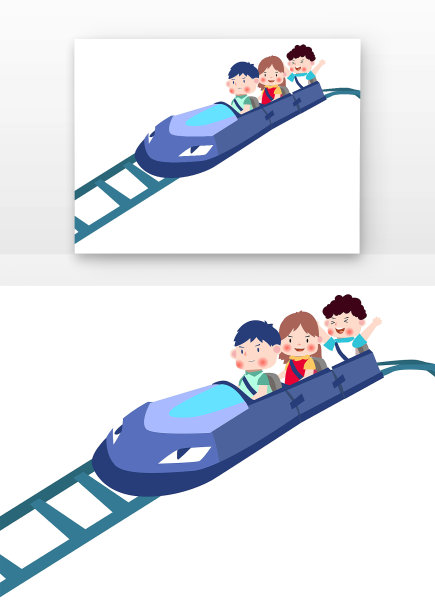 儿童节儿童游乐园玩过山车图片下载