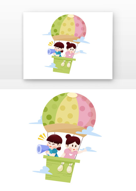在热气球上玩耍的儿童图片下载