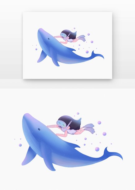 可爱潜水女生与鲸鱼玩耍图片下载