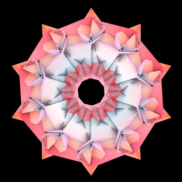 一个美丽的万花筒。迷幻，冥想和瑜伽的概念。抽象的几何花。图片下载