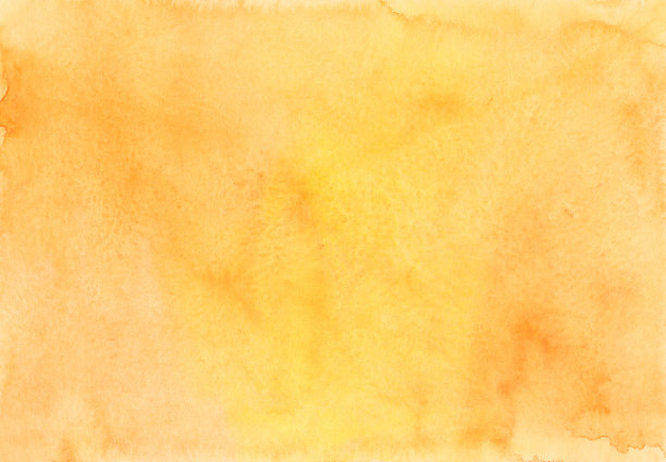 明亮的橙色和黄色水彩背景纹理，手绘。艺术背景，纸上的污渍。水彩画绘画壁纸。图片下载