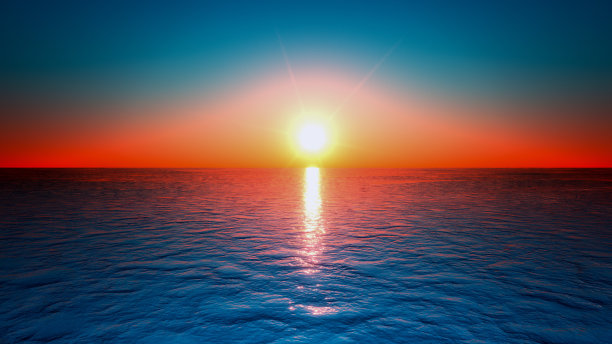 通向日落的木板路(3d渲染)图片下载