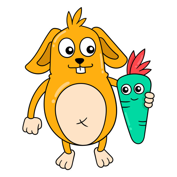 兔子正在和胡萝卜涂鸦交朋友图片下载