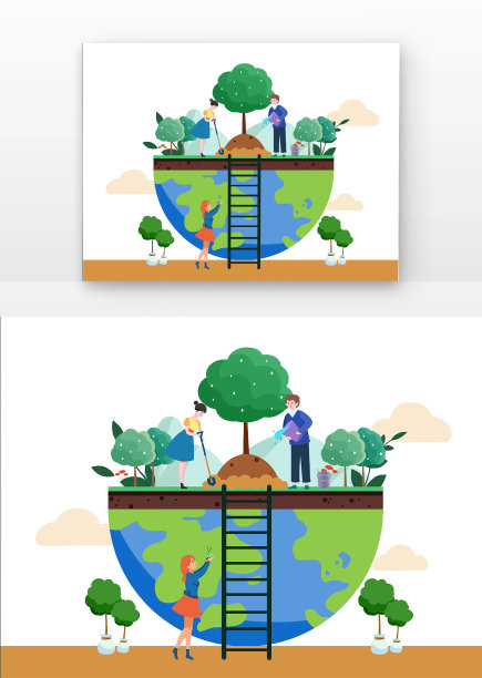 创意地球和环保人物结合图片下载