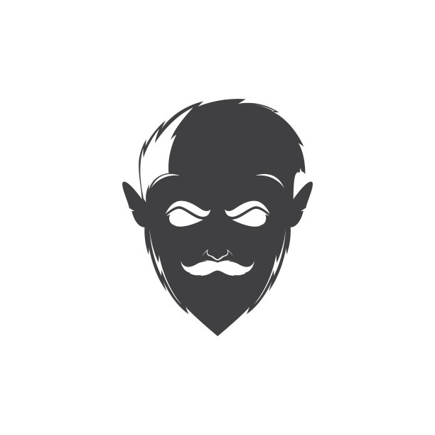 面带小胡子的黑人标志设计图形图片下载