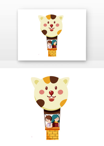 可爱卡通儿童坐猫咪气球图片下载