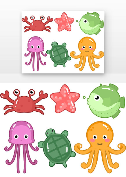 海洋日可爱的海洋动物组合图片下载