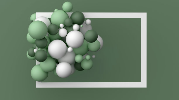 背景与绿色和白色的球体。抽象的3 d球。3 d渲染图图片下载