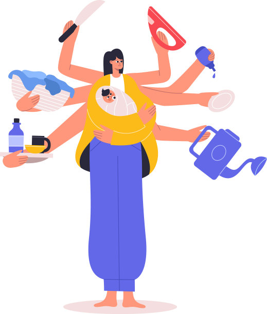 超级多任务家庭主妇忙碌的妈妈清洁图片下载