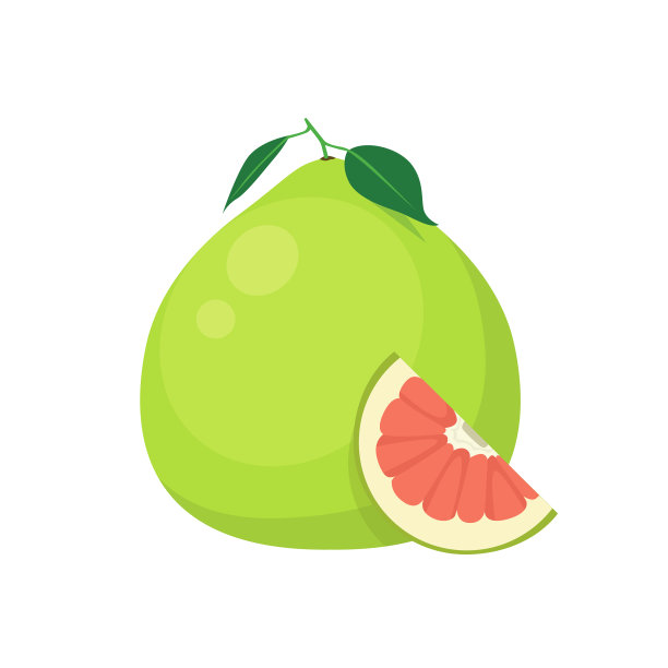 扁平的柚子，孤立在白色背景上图片下载