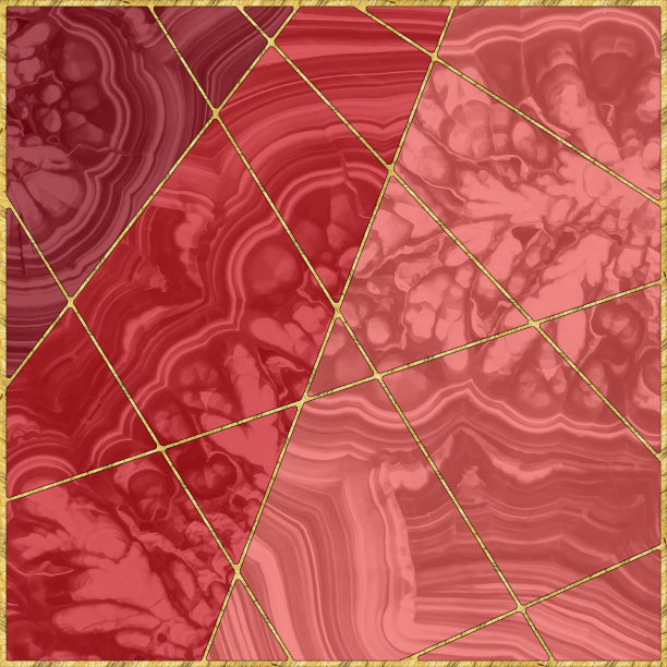 现代的镶嵌,镶嵌。彩色玻璃风格的插图。装饰艺术背景。几何图案。彩色纹理和金色人造石结构。抽象印花，创意瓷砖表面。图片下载