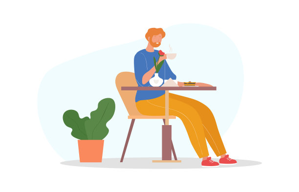 红发男人喝咖啡图片下载