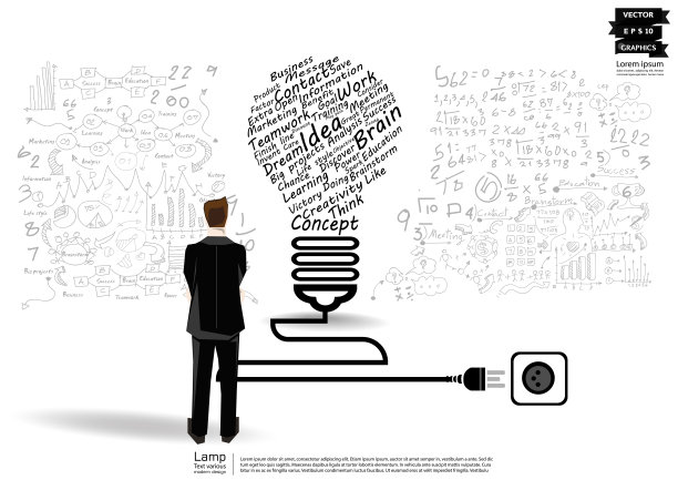 插画商业。设计现代理念和概念思考创意。为头脑风暴，社交网络，成功，计划，思考，搜索，分析，沟通，未来的想法创新技术。图片下载