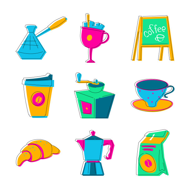 小咖啡店分类-平面设计风格图标集图片下载