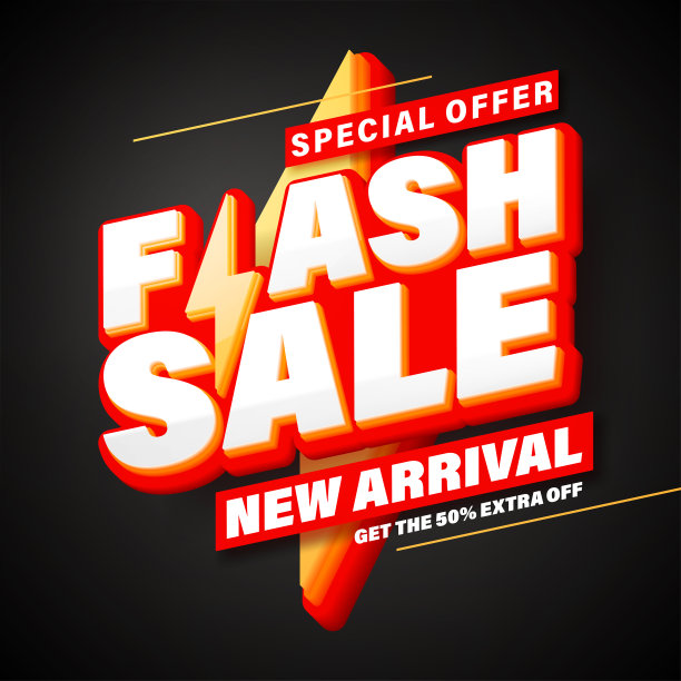Flash销售横幅模板设计的网页或社交媒体。图片下载