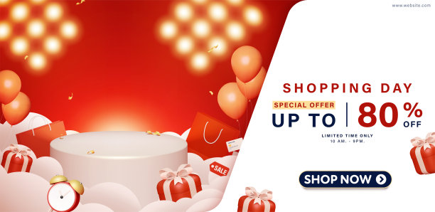 购物日销售网页或社交媒体横幅模板设计。图片下载
