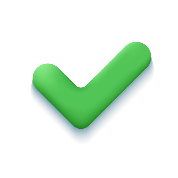 现实3d绿色复选标记图标。协议标志图片下载