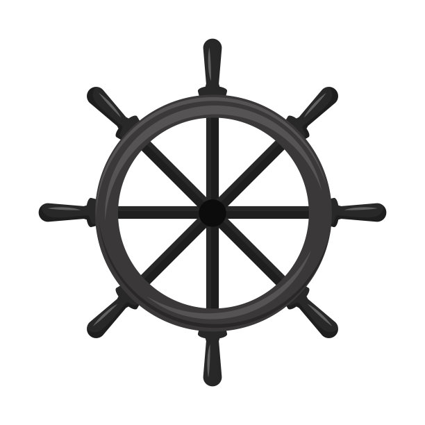船舶方向盘半平面颜色矢量对象图片下载