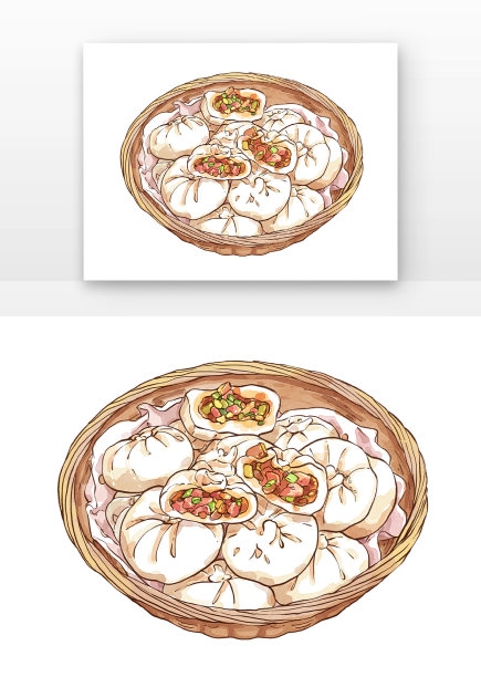 肉包子美食地方特色小吃元素图片下载