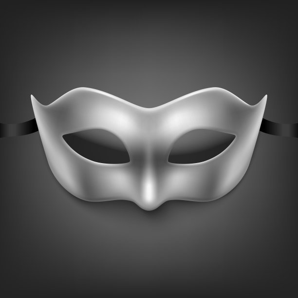 矢量3d逼真的银色嘉年华脸面具黑色背景。派对面具，假面舞会特写。男士、女士面膜设计模板。嘉年华，派对，秘密，英雄，陌生人概念图片下载