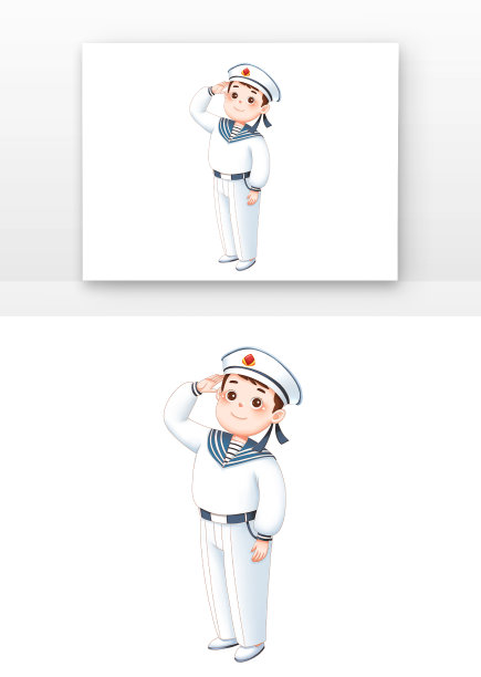 中国航海日船员水手敬礼卡通形象图片下载