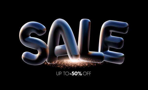 3d销售横幅与闪光的灯光效果图片下载