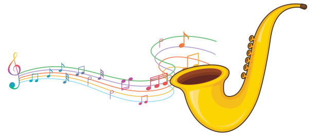 白底有音符的萨克斯风图片下载