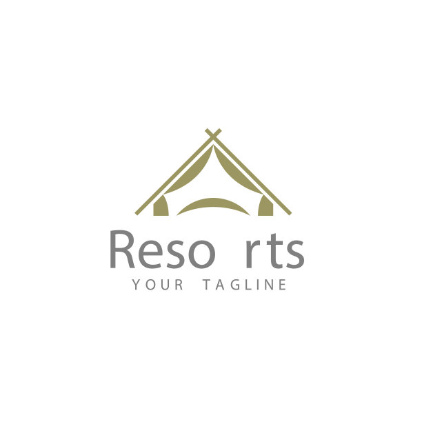 极简的扁平化设计度假村标志设计图片下载