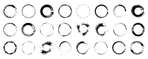 美丽的grunge圆形框架设置图片下载
