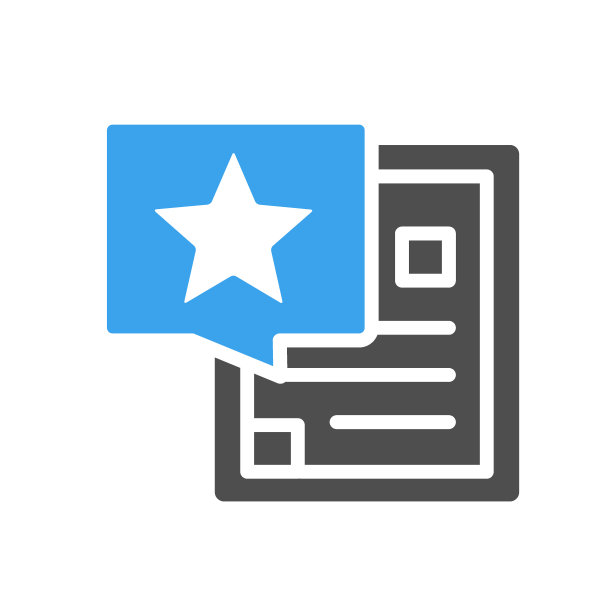 文档中带有星号的语音气泡彩色图标。积极的反馈，认可，顾客满意的象征图片下载