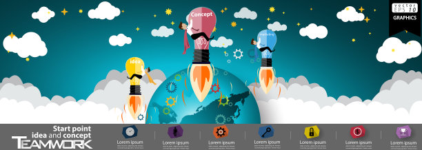 插画商业。设计现代理念和概念思考创意。为头脑风暴，社交网络，成功，计划，思考，搜索，分析，沟通，未来的想法创新技术。图片下载