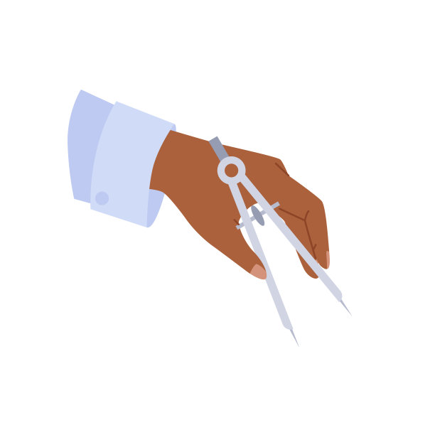 工程师手持指南针测量图纸长度，专业工人培训图片下载