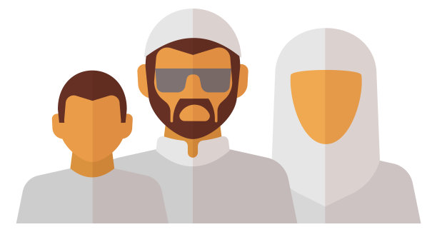 沙特的父母和儿子。伊斯兰传统家庭化身图片下载