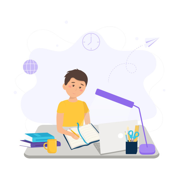 男孩在家学习图片下载