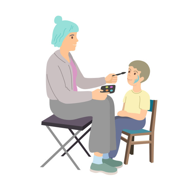 年轻女子做脸部彩绘却不赚多少钱图片下载