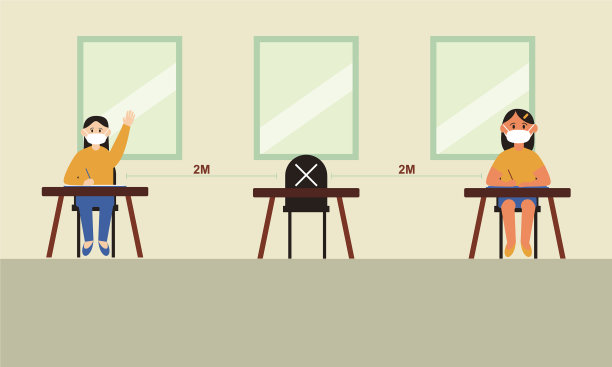 在学校保持社交距离的概念图片下载
