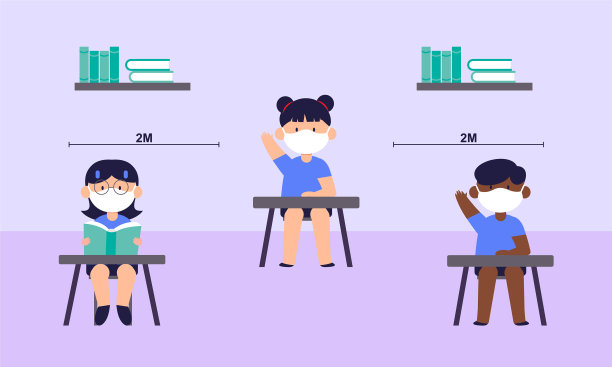 在学校保持社交距离的概念图片下载