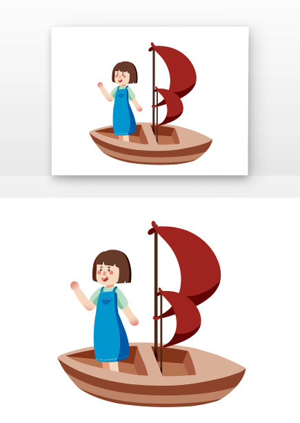 卡通航海日女孩航海图片下载