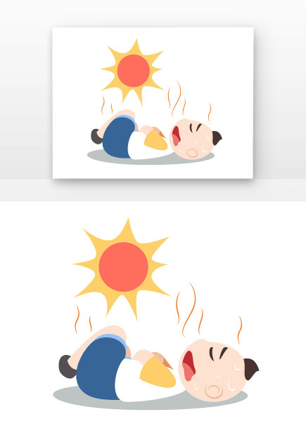 中暑倒地的男孩插画元素图片下载