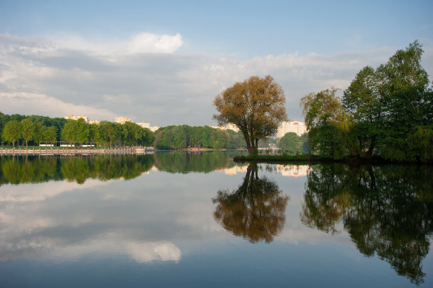 城市公园里的湖图片下载