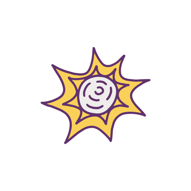 太阳手绘的标志或图标与射线卡通图片下载