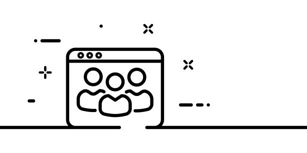 工作上的互联网线图标。网站、平台、人、员工、公司。经营理念。一行的风格。矢量线图标的业务和广告图片下载